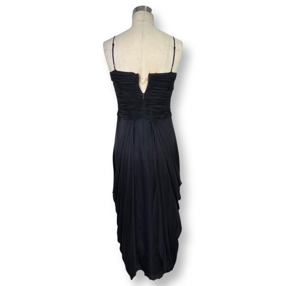[[ SAJA ]] Elegant, Layered Drape Black Silk Maxi Dress :: 8 - Picture 8 of 15